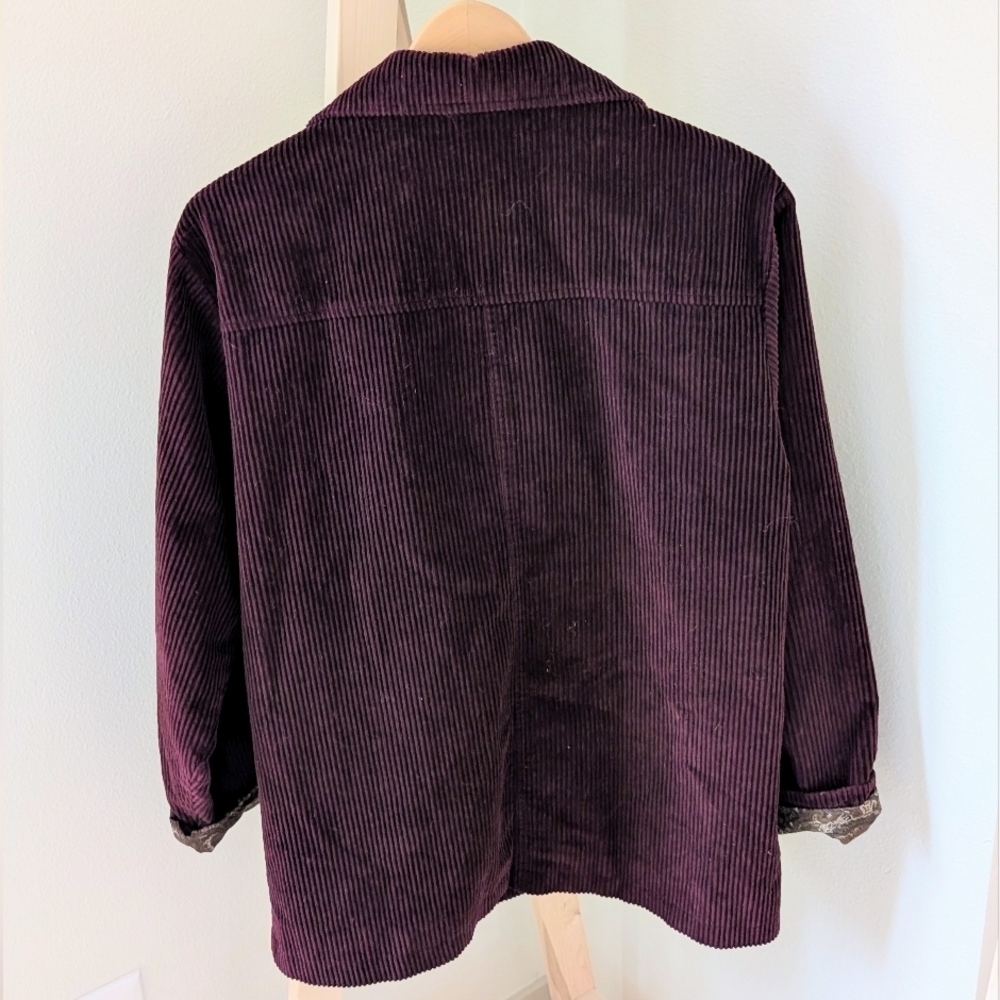 Vintage Corduroy Button Down Collared Paisley Lined Jacket In Burgundy - Picture 11 of 12